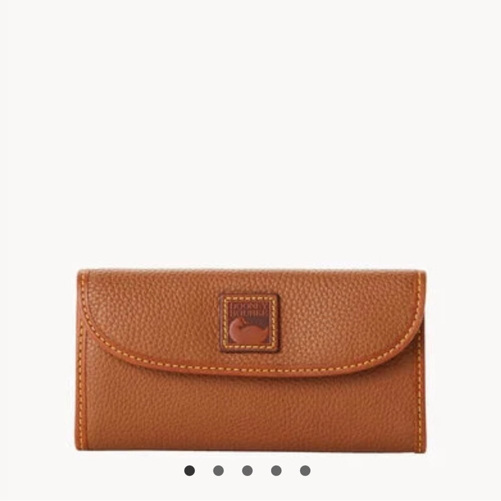 Dooney and Bourke Brown Leather Wallet Pebble Grain Continental Clutch Zipper